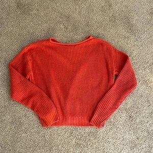 Pink Cropped Knit Sweater